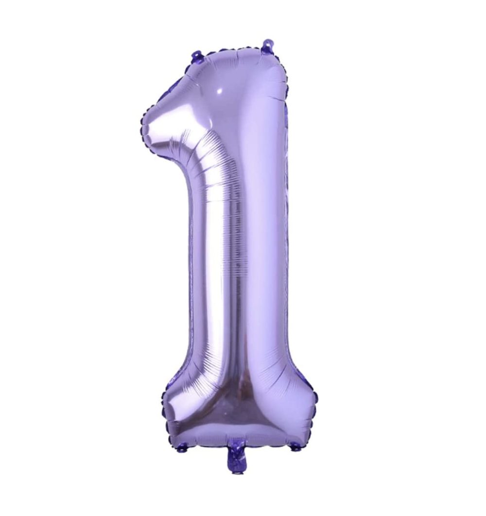 Zebra Balloons Purple Number 1 Foil Balloon, 101cm/40inch