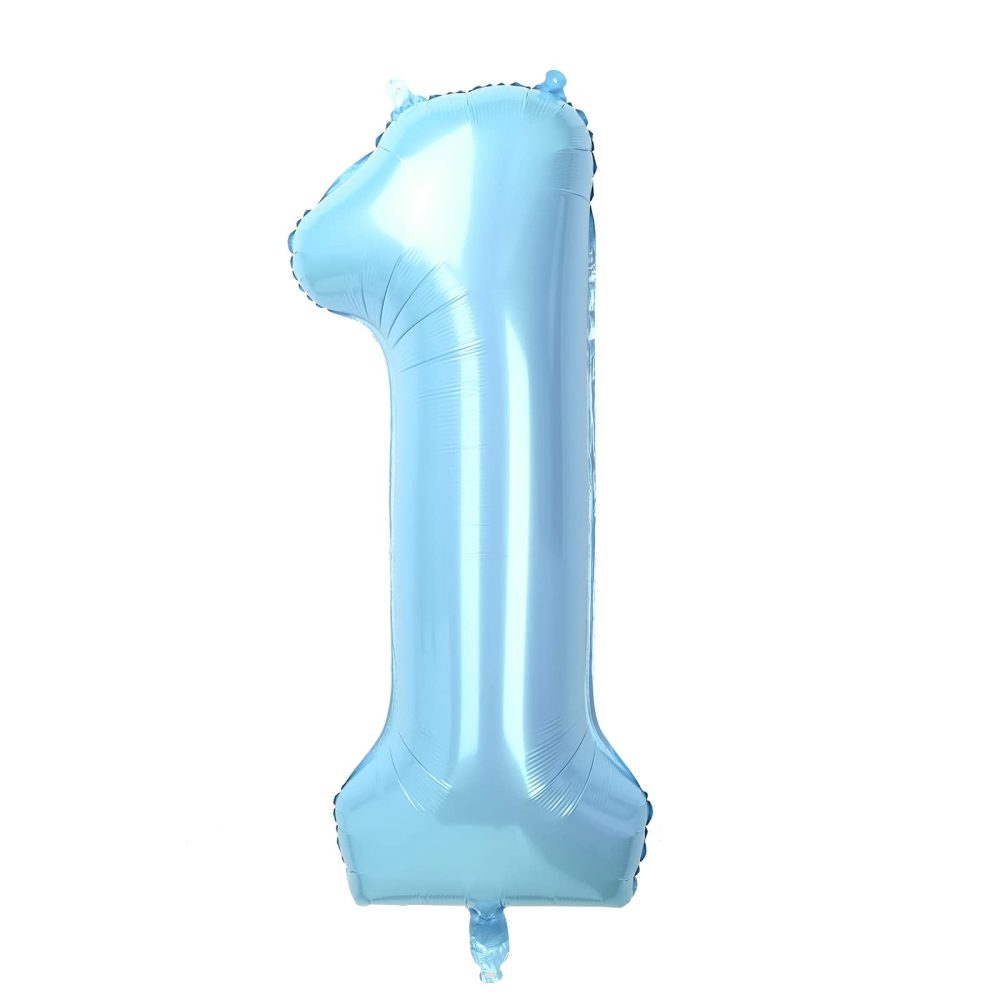 40" Baby Blue Number 1 Balloon for Birthday Party Decorations, Large Self Inflating Helium Foil Number Balloons 0-9 for Age Balloons/Anniversary/Celebration Balloons Decorations (Baby Blue#1)