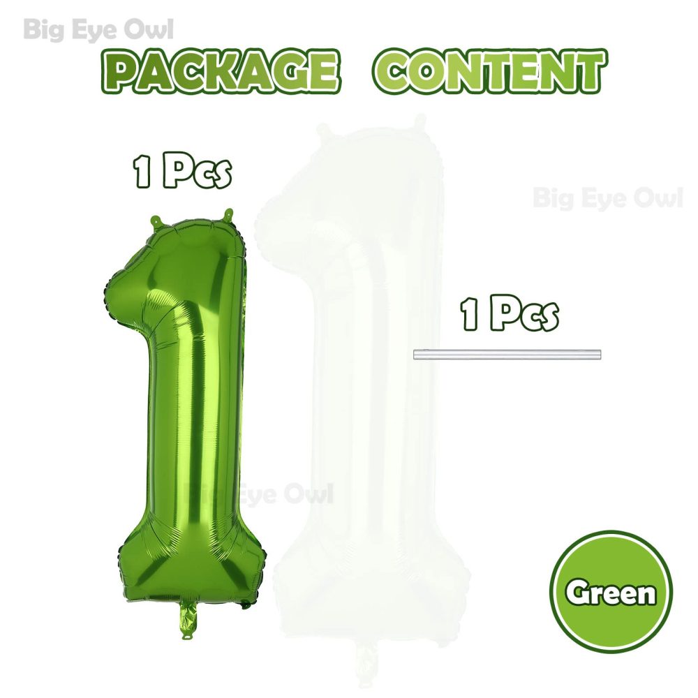 Large Foil Green Number 1 Balloons Big Mylar Helium Balloon Birthdays Party Decorations Supplies 40 Inch - Image 7