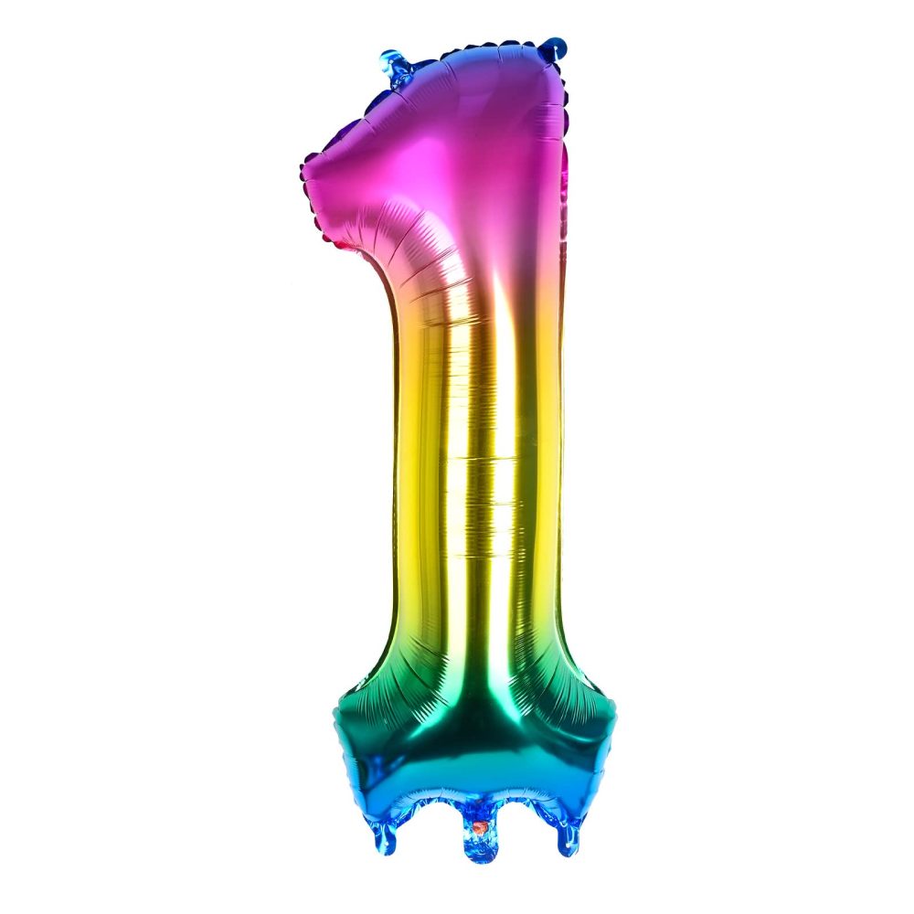 Dbmoon 40'' Giant Rainbow Helium Foil Number Balloons Self Inflating 0-9, Large Number 1 Balloon Gradient Girls Boys Birthday Party Decor/Anniversary Supplies -- Number 1