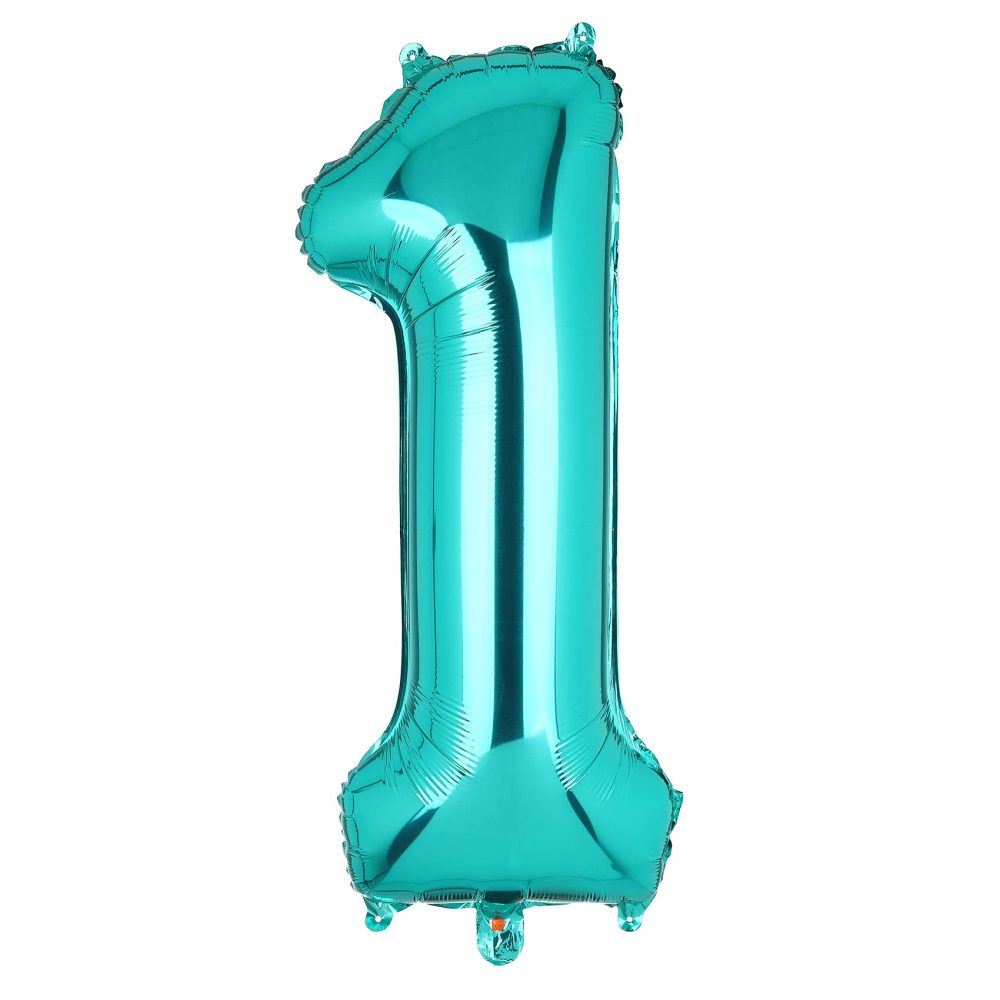 40 Inch Large Teal Number 1 Mylar Balloons Giant Tiffany Blue Helium Foil Balloon for Birthday Party Supplies Decoration