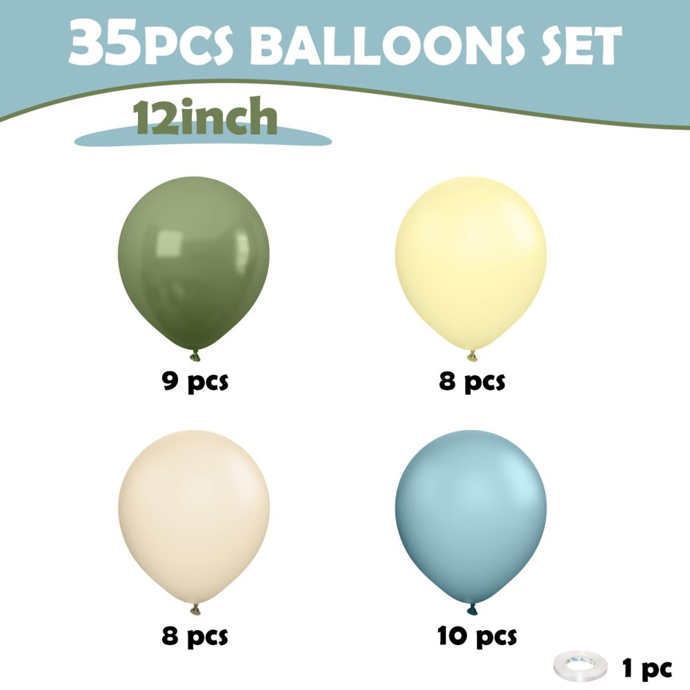 Sage Green Blue Balloons, 12 Inchs Dusty Blue Retro Avocado Green Apricot Balloons for Girls Kids Birthday Party Wedding Anniversary Engagement Bridal Baby Shower Decorations - Image 7