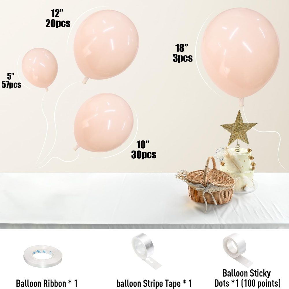 Double Stuffed Blush Balloons 18 12 10 5inch Cream Blush Pink Balloon Arch Garland Kit Different Sizes Pastel Peach Nude Helium Latex Balloons for Boho Birthday Wedding Bridal Shower Party Decorations - Image 7