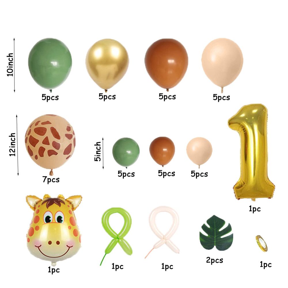 Jwssor 1st Birthday Decoration,Jungle Theme Party Decoration,32 inch1st Foil Balloons,Sage Green Brown Balloons for Baby Wild One Party - Image 5