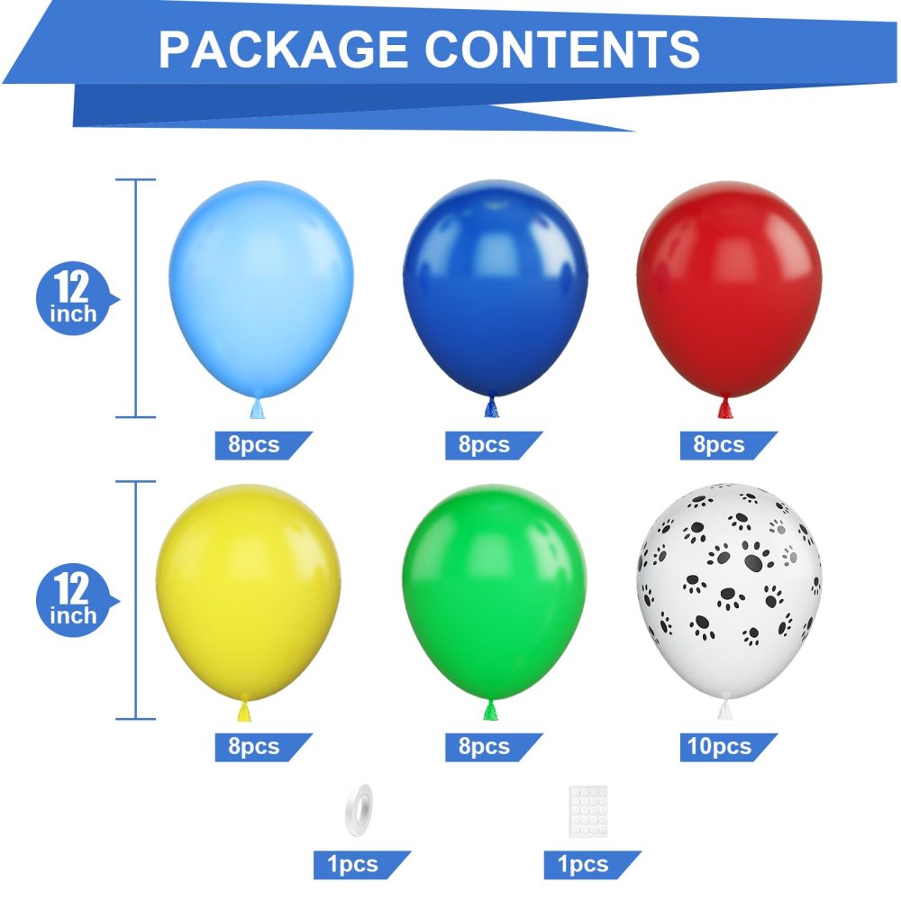 Dog Paw Balloons,12 Inch Blue Red Balloons 50Pcs Paw Print Balloons with Blue Red Yellow Green Balloons for Boys Birthday Baby Shower Dog Birthday Party Decoration - Image 7