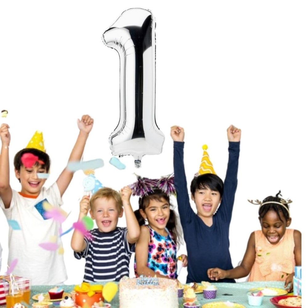 Number 1 Silver Balloons, 40"inch Large Foil Giant Digital Balloon For Adults Kids Babys Birthday Party Wedding Anniversary Celebration Supplies Decoration Number One - First Birthday - Image 5