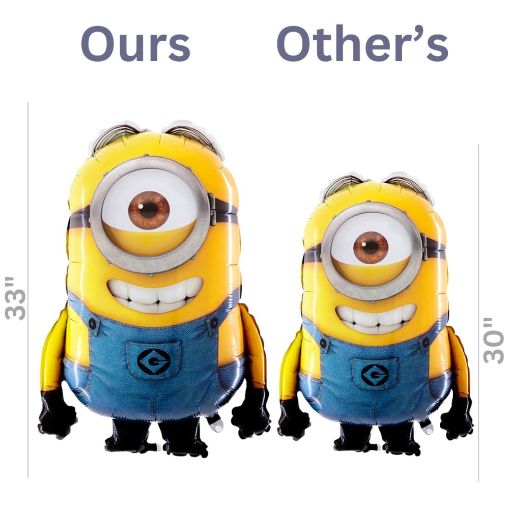Minion Shape Foil Balloon 33" - Minion Theme Kids Balloon - Air or Helium Fill - Perfect for Birthday & Children's Party Decoration - By Electoys - Image 2