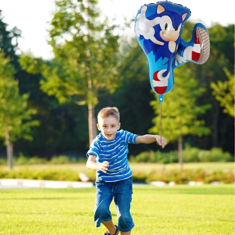 simyron 5 PCS Sonics Party Balloons Sonics Balloons Sonics Party Supplies The Hedgehog Shaped Character Foil Balloon for Kids Birthday Party Decor for Boys Girls - Image 4