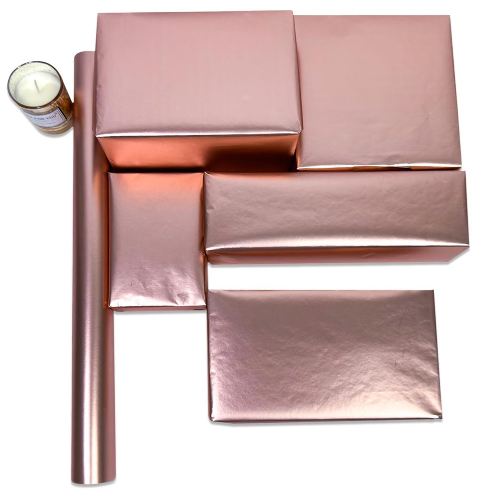 LYINUR Metallic Gift Wrapping Paper Rolls -43 cm x 10 m, Luxury Rose Gold Matte Wrapping Paper Roll, Pretty Gifts Wrap for Valentines, Wedding, Festival, Birthday, Party, Flower Craft, Rosegolden - Image 7
