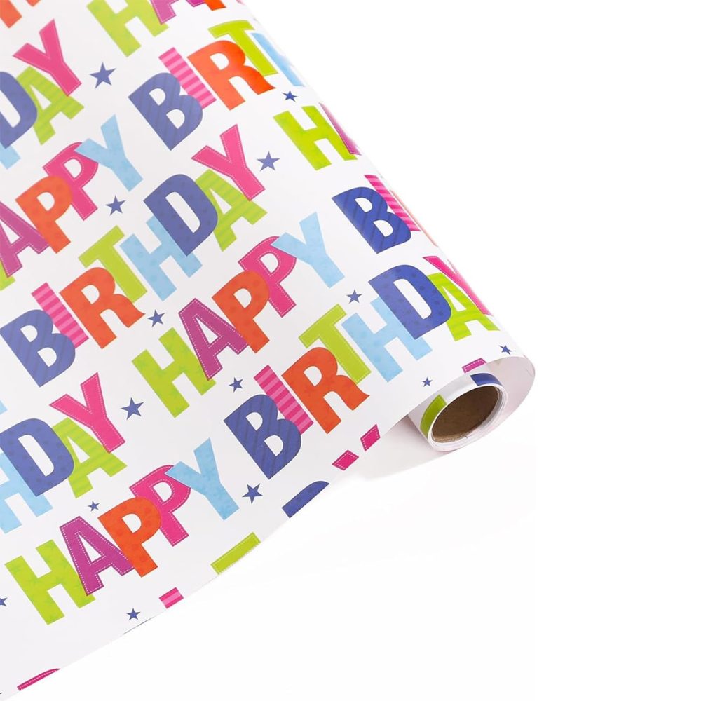 Ainmto Rainbow Shiny Birthday Wrapping Paper Roll - 3 Different Design(43cm x 3M Per Roll) - Perfect for Birthday Gift Wrapping, Craft - Image 7