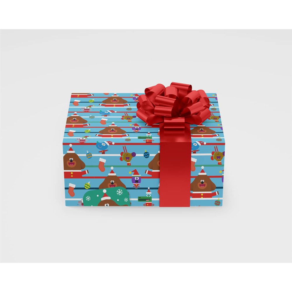 Official Hey Duggee Gift Wrapping Paper, Hey Duggee, Hey Duggee Christmas Wrap 4 sheets and 4 gift tags. Hey Duggee, Blue & Red - Image 2