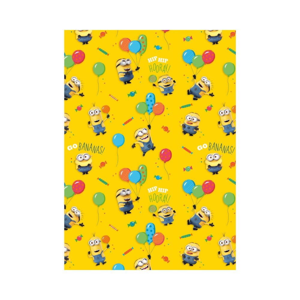 Despicable Me 2 Metres Wrapping Paper, Gift Wrap Roll 2metres x 70 cm Opened. Despicable Me Officially Licensed Product, Responsibly Sourced, Multi-Colour