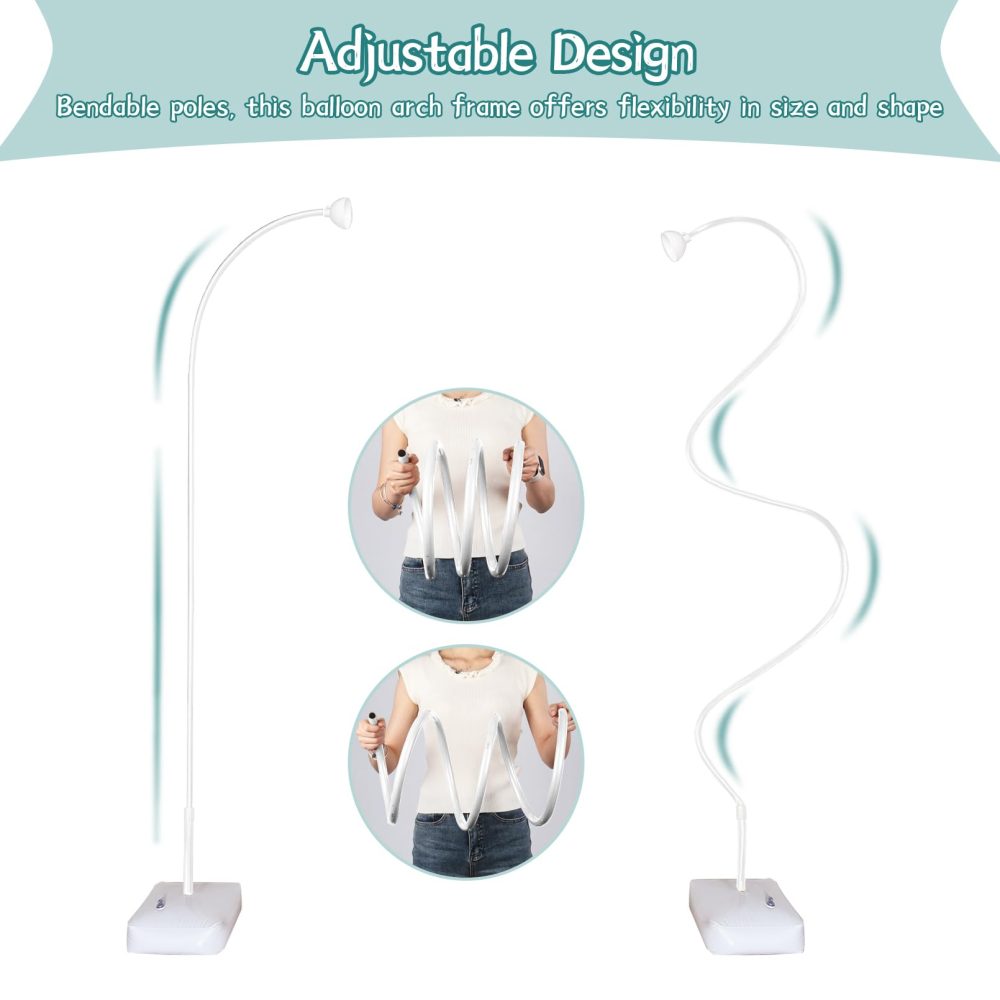 8.2FT Adjustable Balloon Arch Stand, Half Balloon Arch Frame with Base for Floor Balloon Arch Kit for Wedding, Birthday, Baby Shower(White) - Image 3