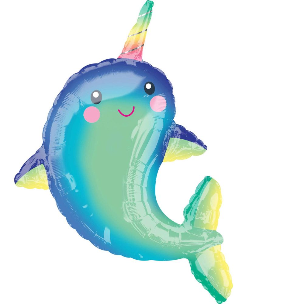 (PKT) Narwhal SuperShape XL Foil Balloon 29"/73cm x 39"/99cm P35