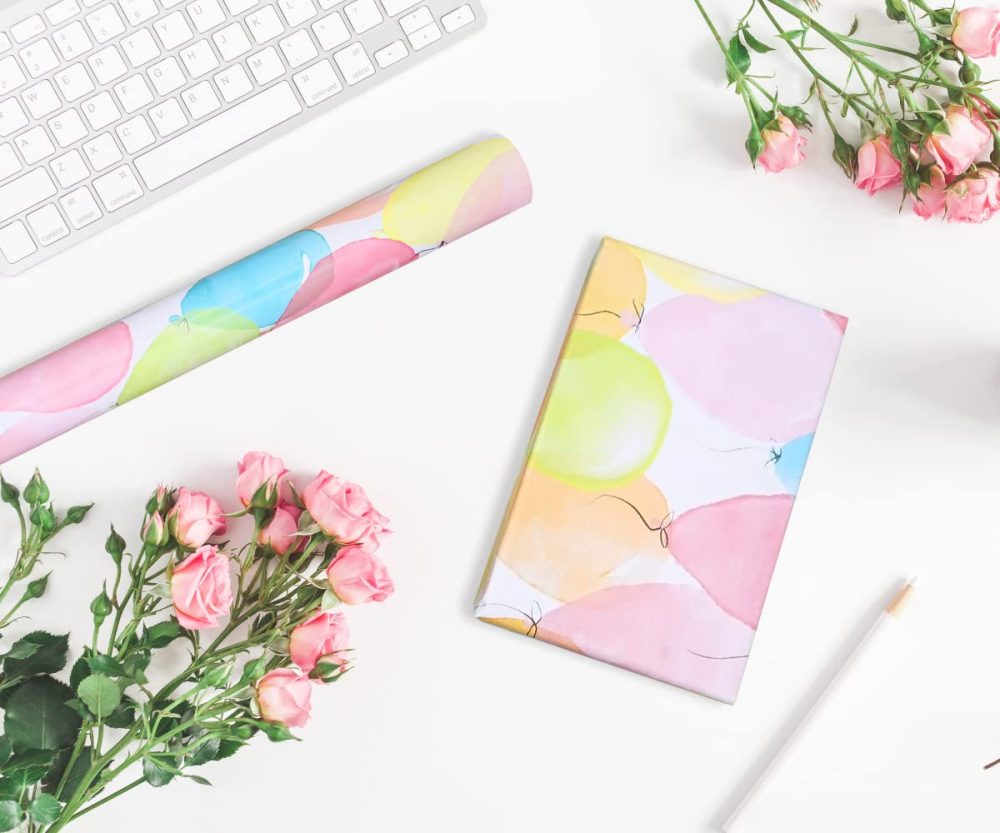 12m Colored Balloon 80g Wrapping Paper Roll, Recyclable ECO Colorful Gift For Birthday Present Party Decorations(44cm×12m) - Image 5