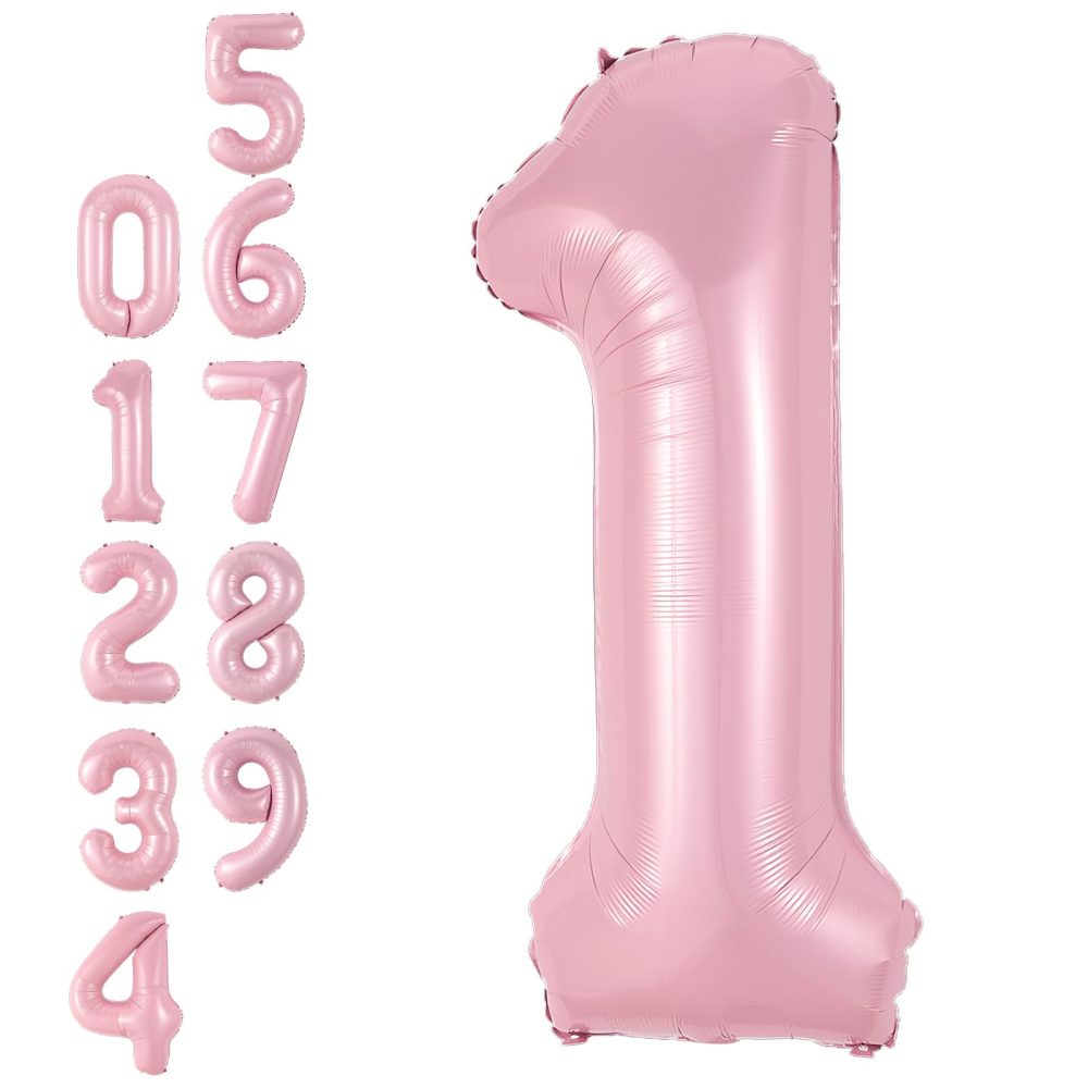 Pink Number 1 Balloon,40Inch Large Light Pink Foil Digital Helium Balloons,Pastel Pink Number 1 Mylar Balloons for Girls Women Birthday Baby Shower Anniversary Princess Party Supplies Decorations