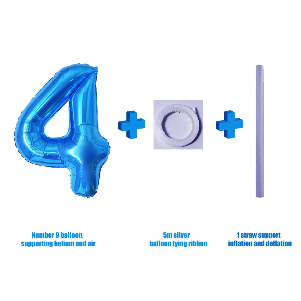 40" Number Balloons,Helium Number 4 Balloons Birthday,Self Inflating Number Balloons,Foil Balloon for Birthday Party,New Year Decoration,Anniversary Decoration,Company Celebration (Blue #4) - Image 5