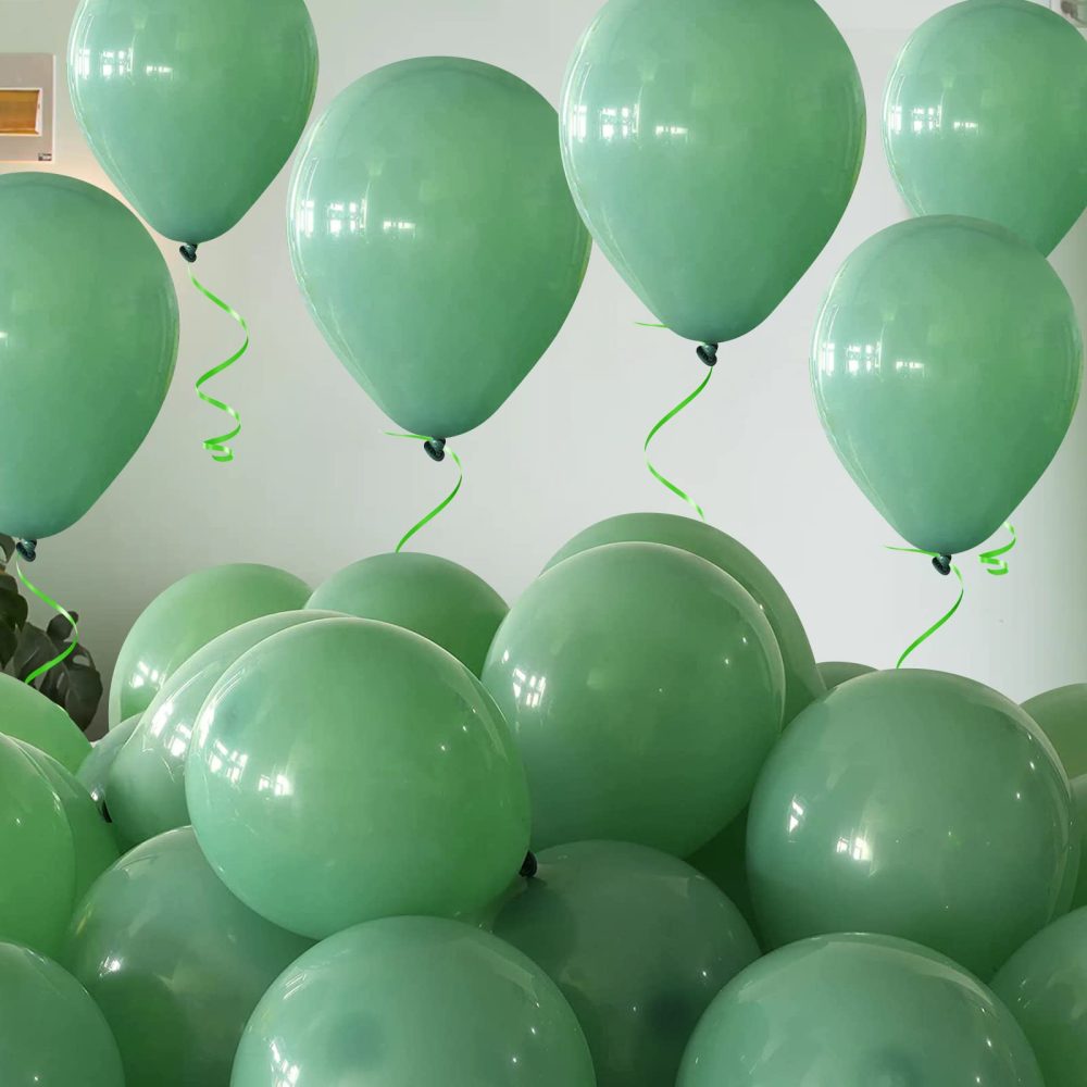 Sage Green Balloons 84Pcs, 18 Inch 12 Inch 5 Inch Sage Green Party Balloons, Matte Sage Green Latex Balloons for Green Theme Party Birthday Baby Shower Jungle Safari or Christmas Decorations - Image 5