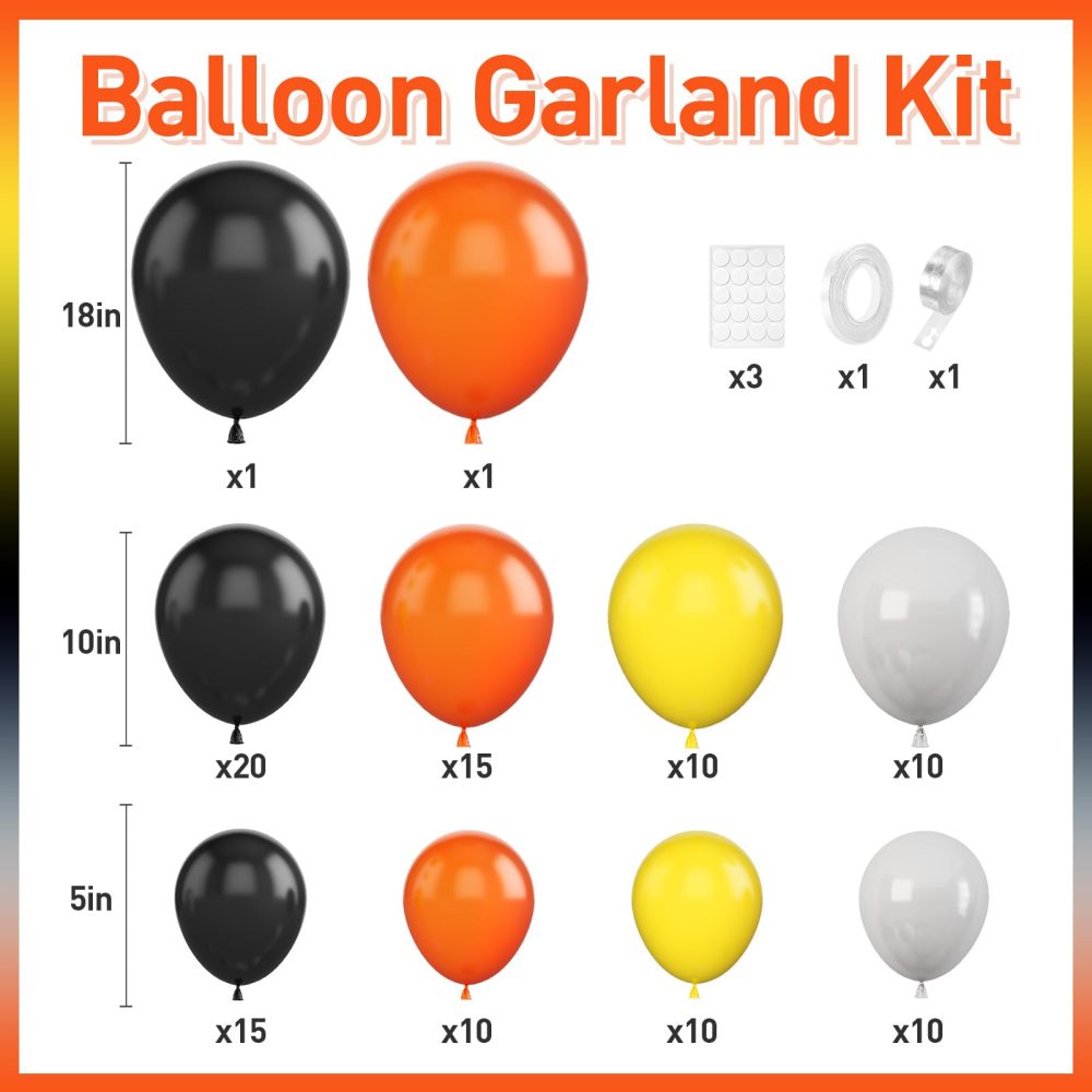 Black Yellow Orange Grey Garland Arch Kit,BTZO Construction Balloons,Black Orange Yellow Balloons Arch for Birthday Baby Shower Construction Truck Them Party Boys Party Supplies - Image 8
