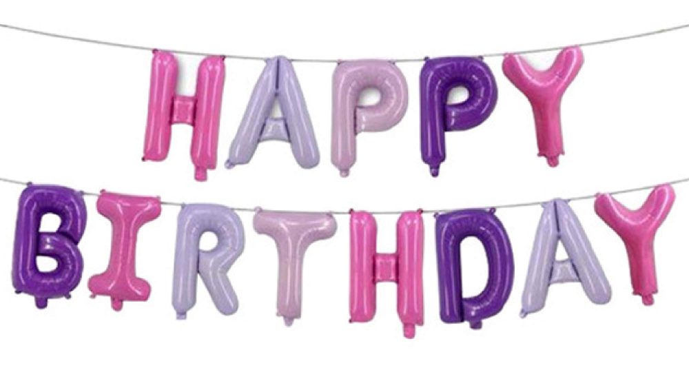 Pannu Design 16” inch Happy Birthday Foil Balloons Banner for Birthday party decorations in Multiple colours, Self Inflating bunting balloons, with 10m ribbon to hang the banner and straw to inflate. - Image 4