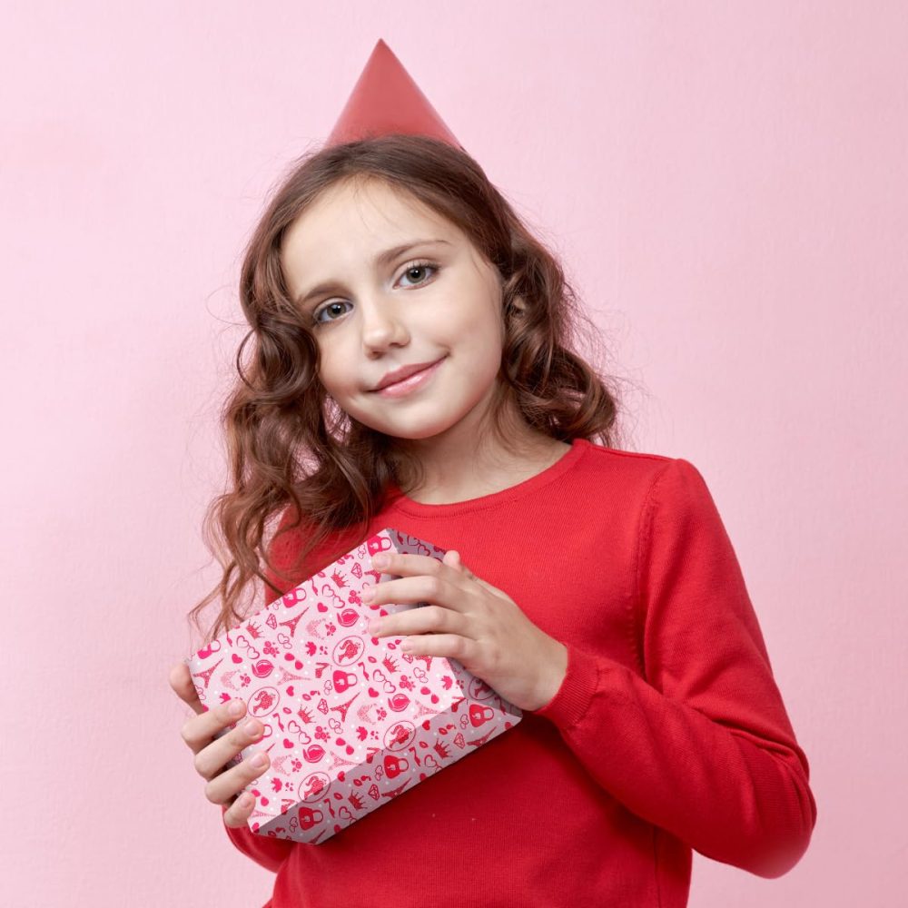 8 Sheets Girl Princess Wrapping Paper 50x70cm Hot Pink Girl Party Gift Wrap Paper Pink Birthday Wrapping Paper for Girls Birthday Baby Shower Craft Gift DIY Decor - Image 2