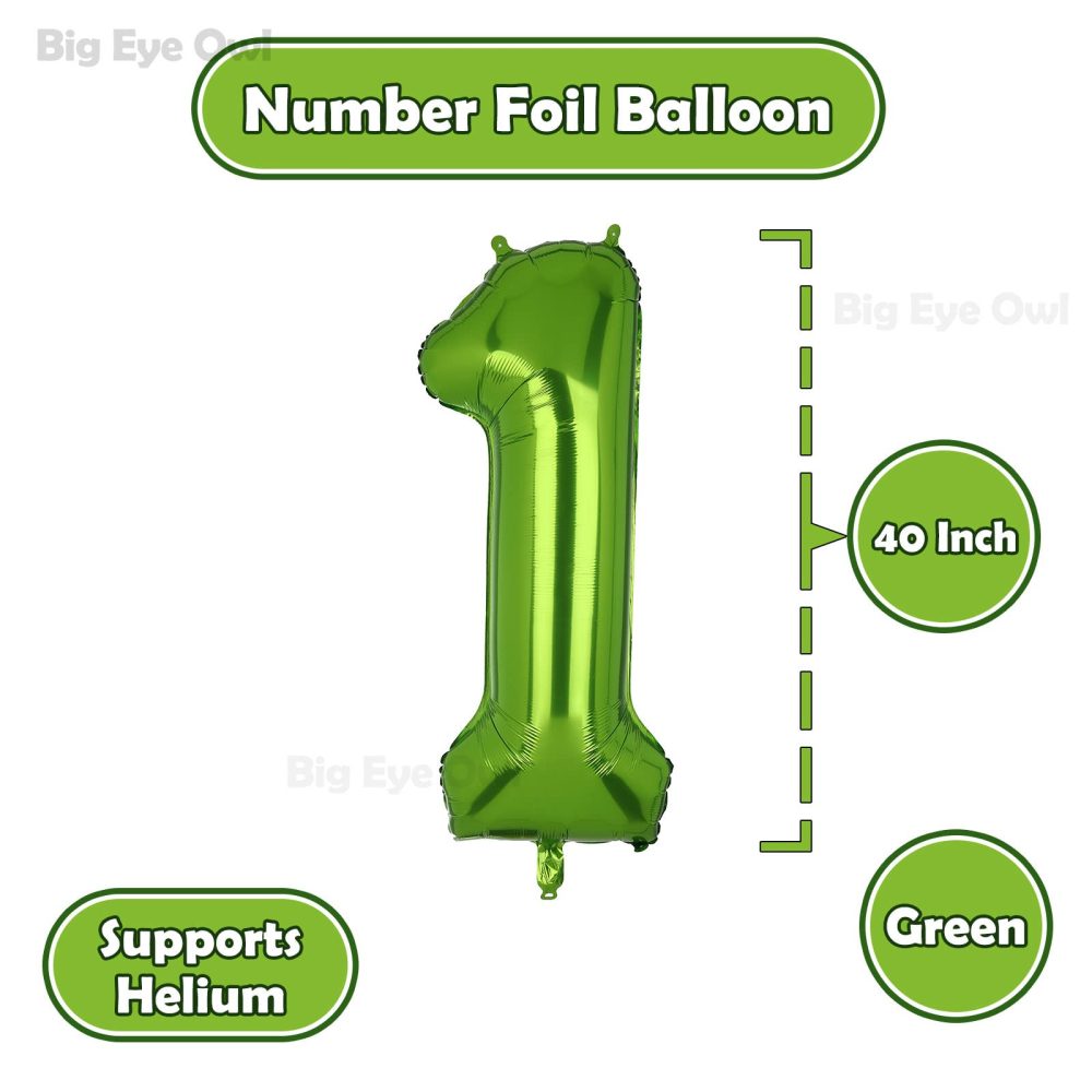 Large Foil Green Number 1 Balloons Big Mylar Helium Balloon Birthdays Party Decorations Supplies 40 Inch - Image 8