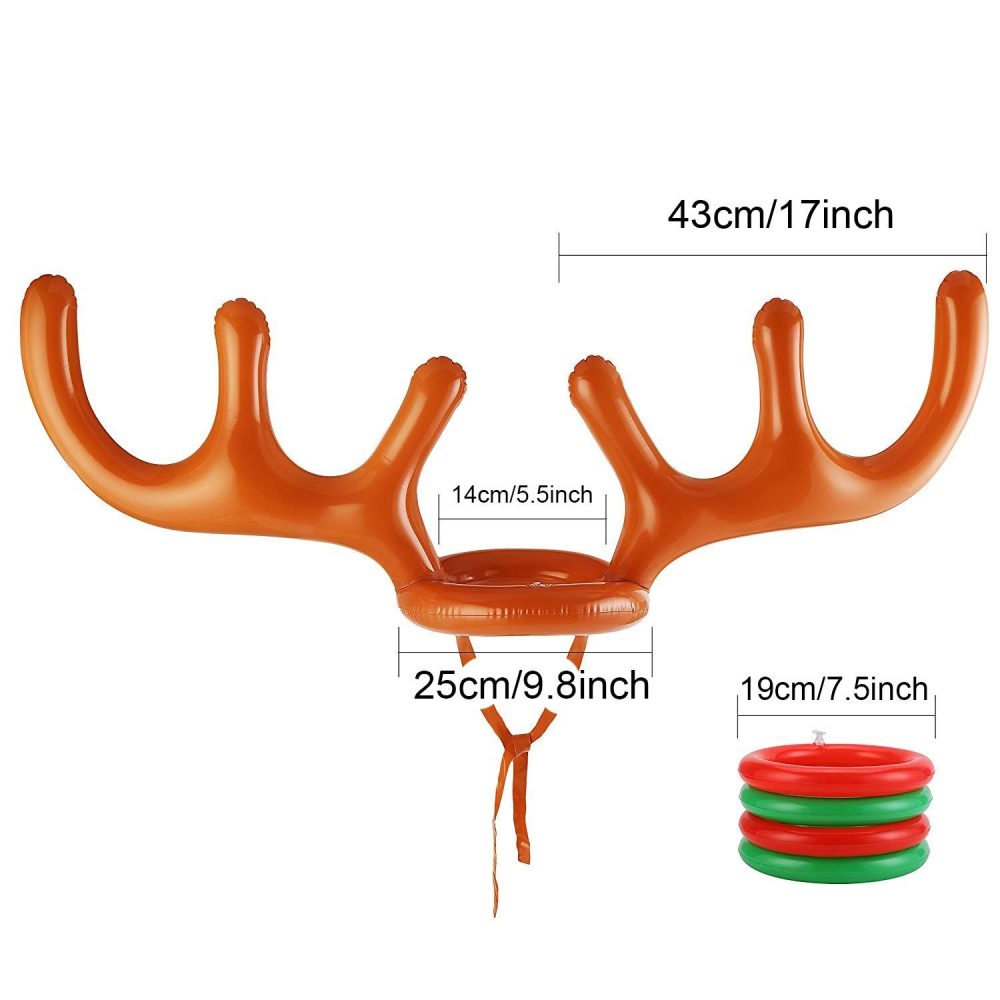 VEYLIN Christmas Party Toss Game Inflatable Reindeer Antler Hat with Rings for Kids Adults Family Xmas Fun Games - Image 5