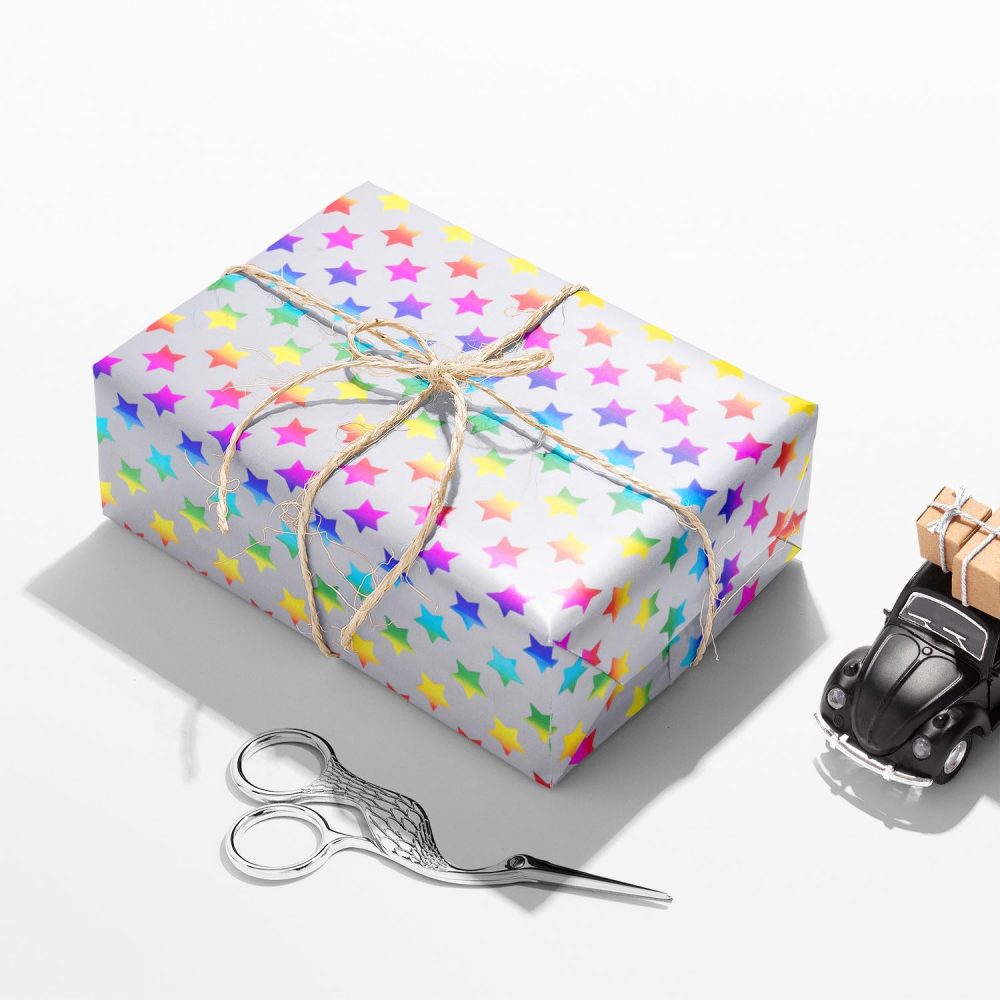Rainbow Wrapping Paper roll,3 Roll Multicolour Gift Wrapping Paper for Birthday Decoration- 43 cm X 3 m Per roll - Image 5