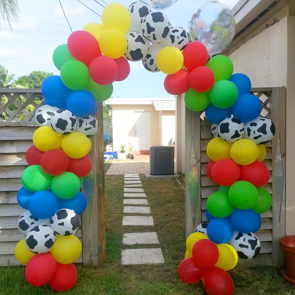Red Yellow Blue Balloons, Toy Inspired Story Balloons, Dog Paw Cow Print Balloons Blue Cloud Ballons for Carnival Circus Cartoon Hero Theme Birthday Boys Baby Shower Party Decorations - Image 4