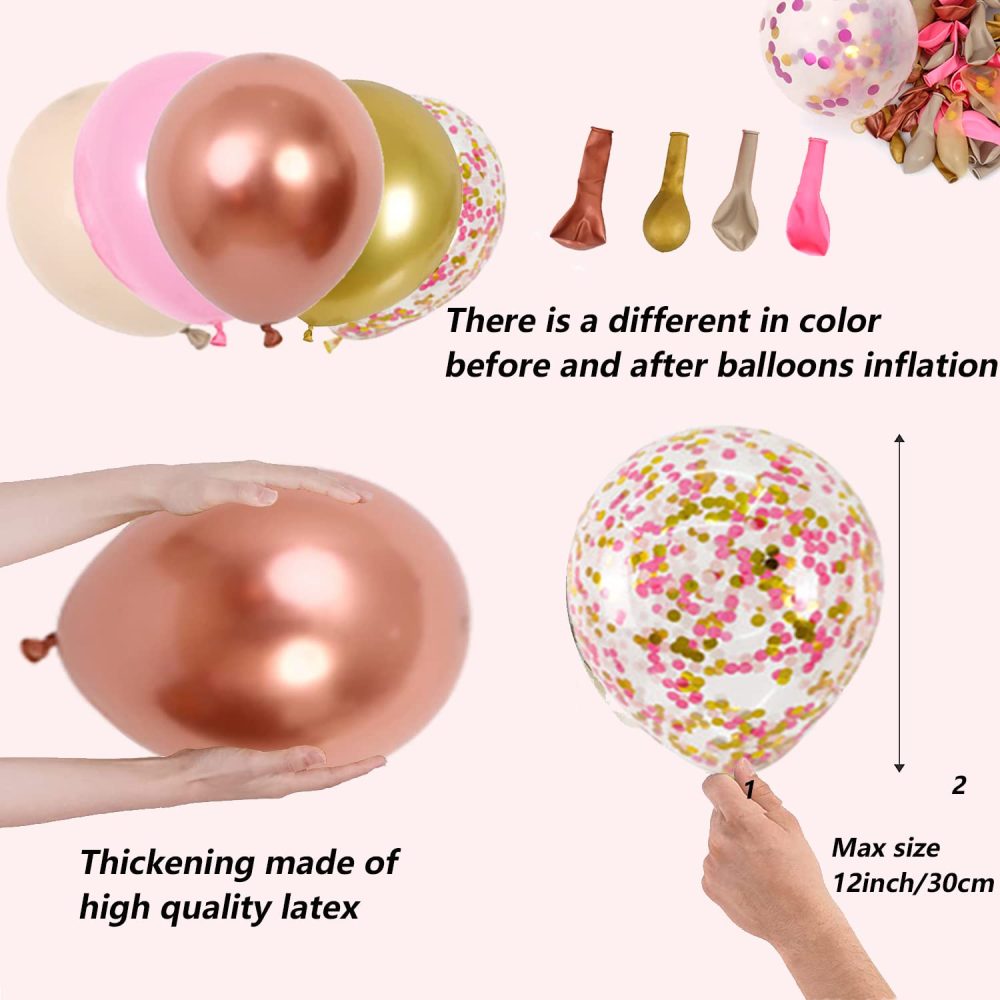 Aapxi Pink Balloon Arch Kit - 128pcs Pink Balloons Party Decorations For women - Wedding Balloons Rosegold pink cream confetti- Birthday Decorations pink - Image 6