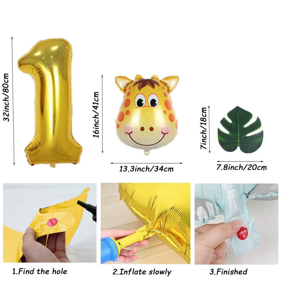 Jwssor 1st Birthday Decoration,Jungle Theme Party Decoration,32 inch1st Foil Balloons,Sage Green Brown Balloons for Baby Wild One Party - Image 4