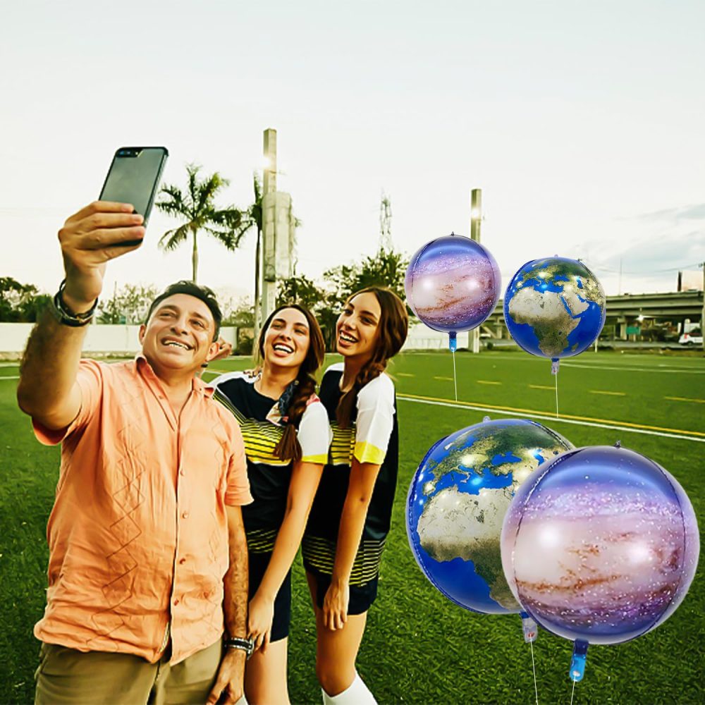 3Pcs Earth Balloons, 3Pcs Starry Sky Balloons, Party Decoration Balloons, World Foil Balloons, Globe Balloons - Image 4