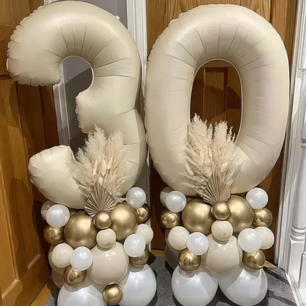 40 Inch Beige 14 Number Balloons,Cream 1 & 4 Mylar Foil Large Balloons,14 Big Digit Number Balloon for Girls Boys 14th Birthday Anniversary Decorations Graduation Party Supplies - Image 3
