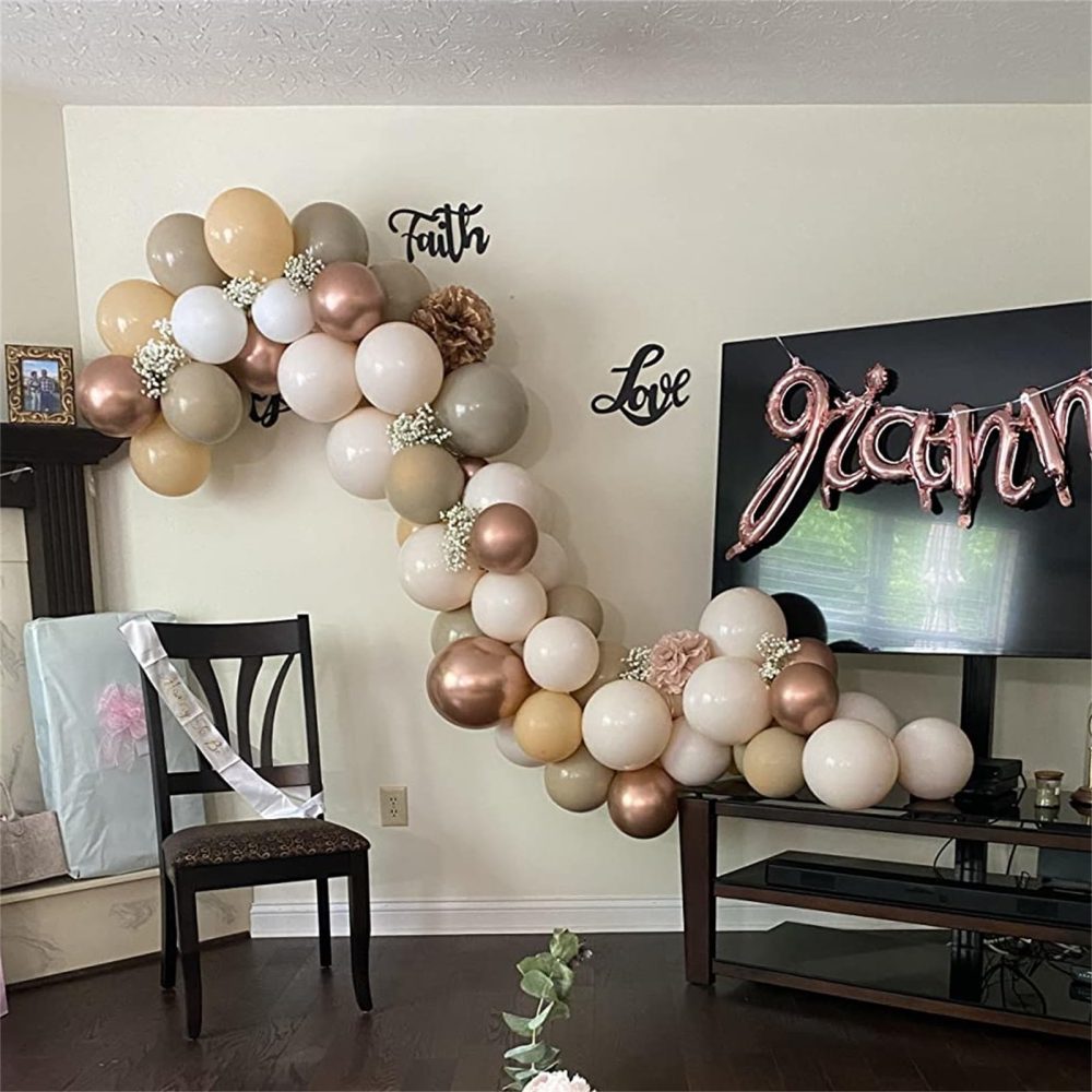 Beige Balloon Arch Kit, Nude Metallic Rose Gold Tan Latex Neutral Balloon Garland Kit, Apricot Cream Ivory White Sand Boho Balloon for Girls Women Birthday Baby Bridal Shower Wedding Party Decorations - Image 7
