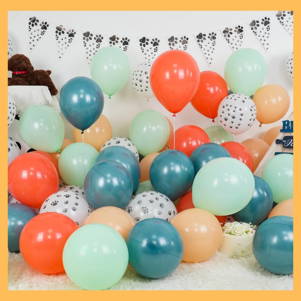 Dog Paw Balloons,12 Inch Blue and Orange Balloons 50Pcs Paw Print Balloons with Blue Orange Green Balloons for Boys and Girls Birthday Baby Shower Dog Birthday Party Decoration - Image 6