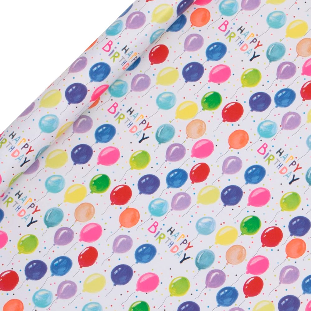 Glick RJ21 Luxury Roll Wrap, Balloons Happy Birthday Wrapping Paper, Perfect for Gift Wrapping, Birthday Wrapping Paper, 2M x 700MM