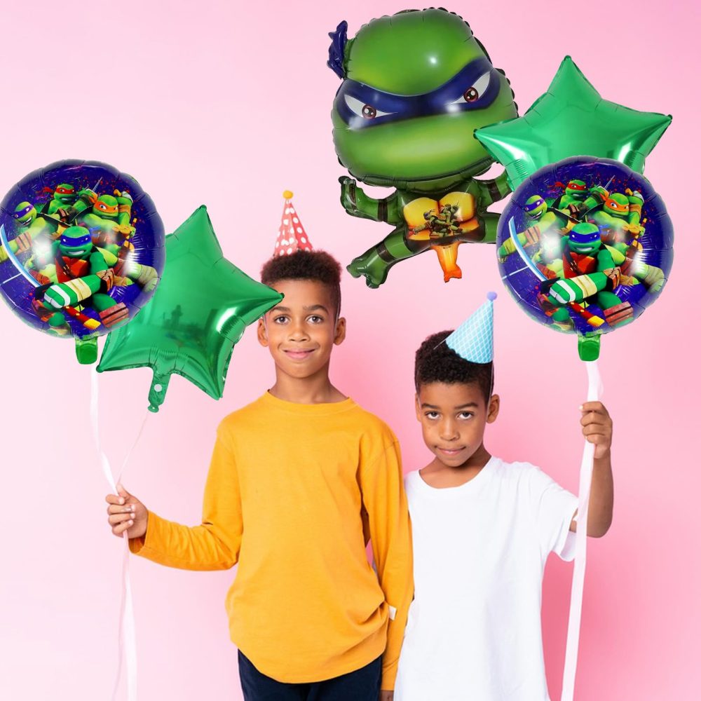 FAMILIO 5pcs Teenage Mutant Balloon Cartoon Foil Balloon Classic Japanese anime Theme Party Supplies Party Decoration Balloon decoration Birthday Party Decoration Set for kids - Image 6