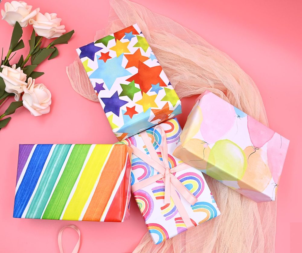 12m Colored Balloon 80g Wrapping Paper Roll, Recyclable ECO Colorful Gift For Birthday Present Party Decorations(44cm×12m) - Image 3