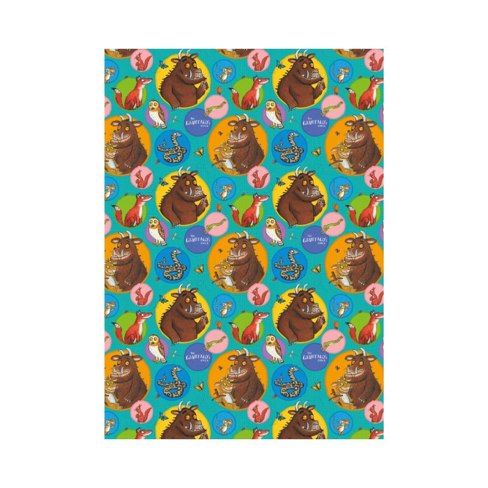 The Gruffalo 2 Metres Wrapping Paper, Gift Wrap Roll 2metres x 70 cm Opened. The Gruffalo Officially Licensed Product, Responsibly Sourced, Multi-Colour