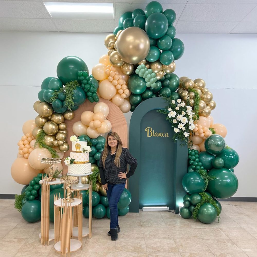 Green and Gold Balloon Arch Garland Kit, Dark Green Emerald Green Balloon Sage Green Latex Balloons with Metallic Gold Helium Balloons for Forest Jungle Birthday Wedding Graduation Party Decorations - Image 3