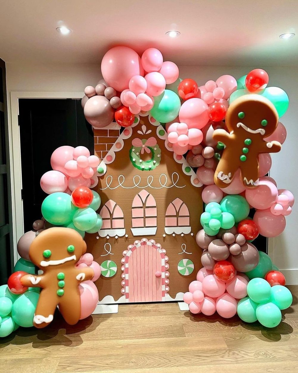 Christmas Balloon Arch Kit, 114 PCS Merry Christmas Decorations Pink Red Green Balloons with Pink Red Windmill Cane Foil Balloons, Baby Pink Mint Green Balloons for Xmas Merry Christmas Party Supplies - Image 6