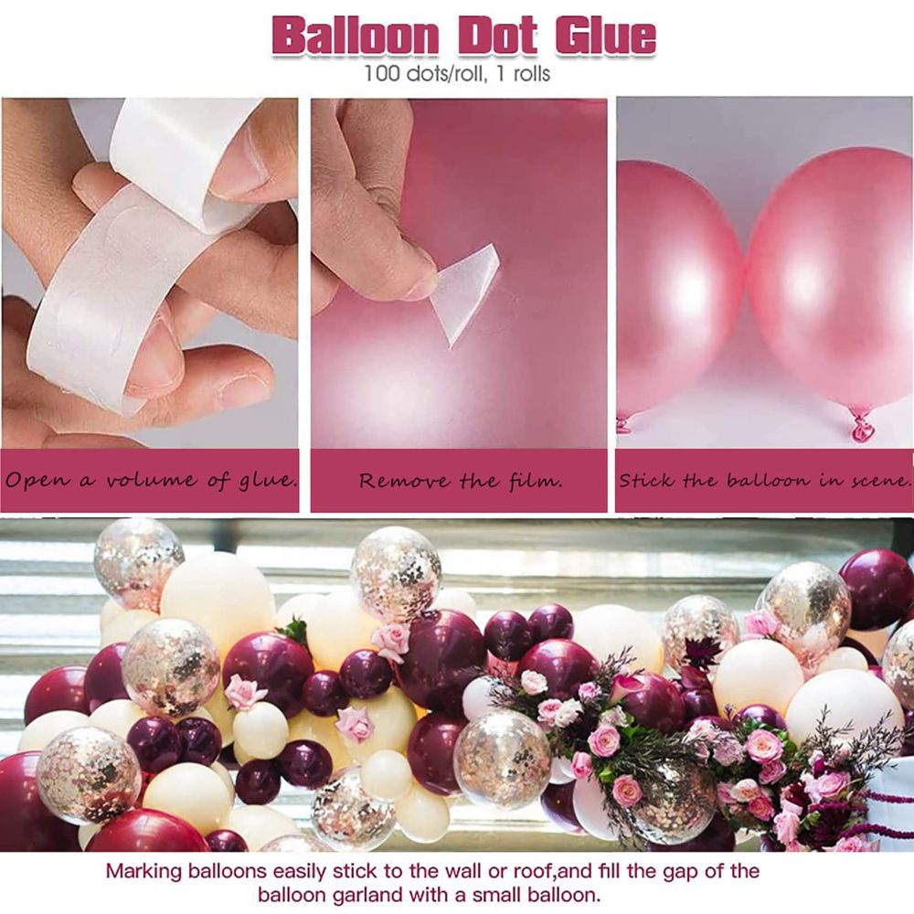 Burgundy Balloon Arch Kit,123Pcs Wine Red and White Balloons with Gold White Confetti Balloons, Wine Red Party Decorations for Wedding Bridal Anniversary Decorations Valentines Day Birthday Party Deco - Image 3