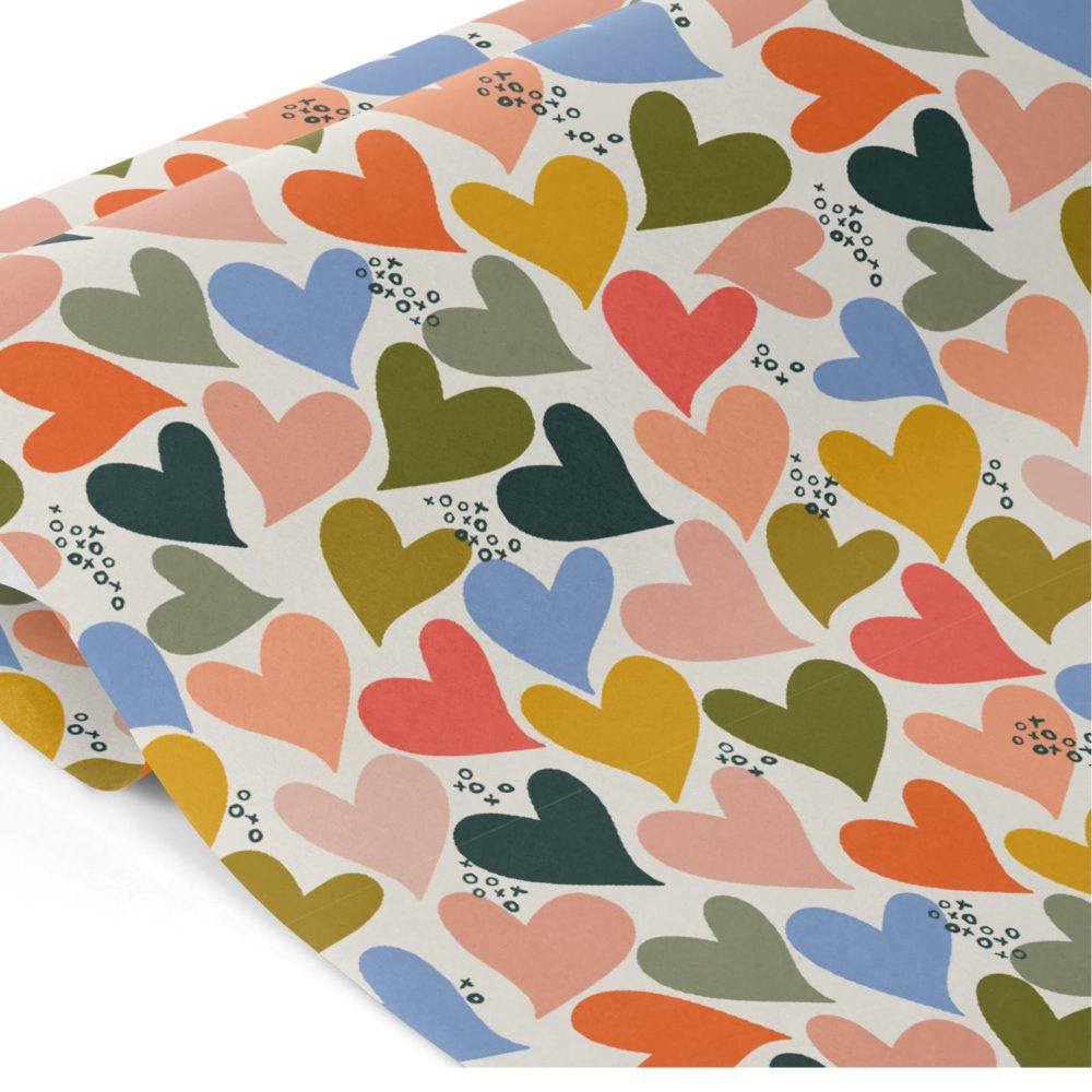 4 x Colourful Hearts Wrapping Paper - HUGE 84cm x 60cm Premium Eco Gift Wrap for Anniversary, Wedding, Birthday, Valentines, Husband or Wife (4 Sheets & 4 Tags) - Image 8