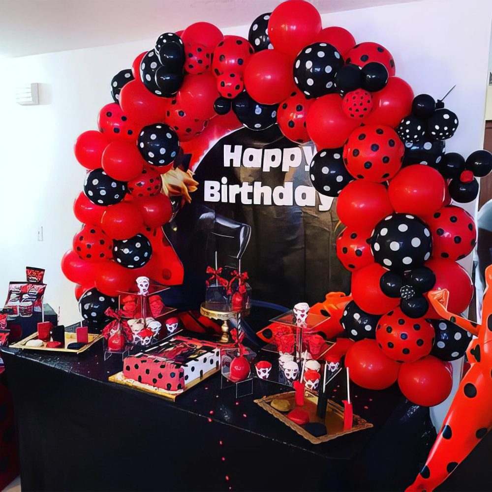 Ladybug Balloons, 60pcs Red Black Polka Dots Balloons Matte Black and Red Balloons Black and White Polka Dot Latex Balloons for Ladybug Birthday Jungle Party Wedding Baby Shower Graduation - Image 4