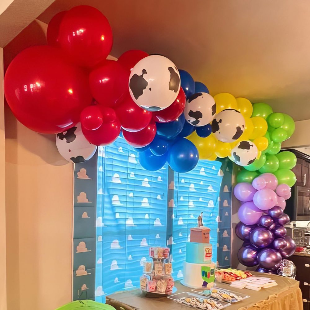Red Yellow Blue Balloons, Toy Inspired Story Balloons, Dog Paw Cow Print Balloons Blue Cloud Ballons for Carnival Circus Cartoon Hero Theme Birthday Boys Baby Shower Party Decorations - Image 3
