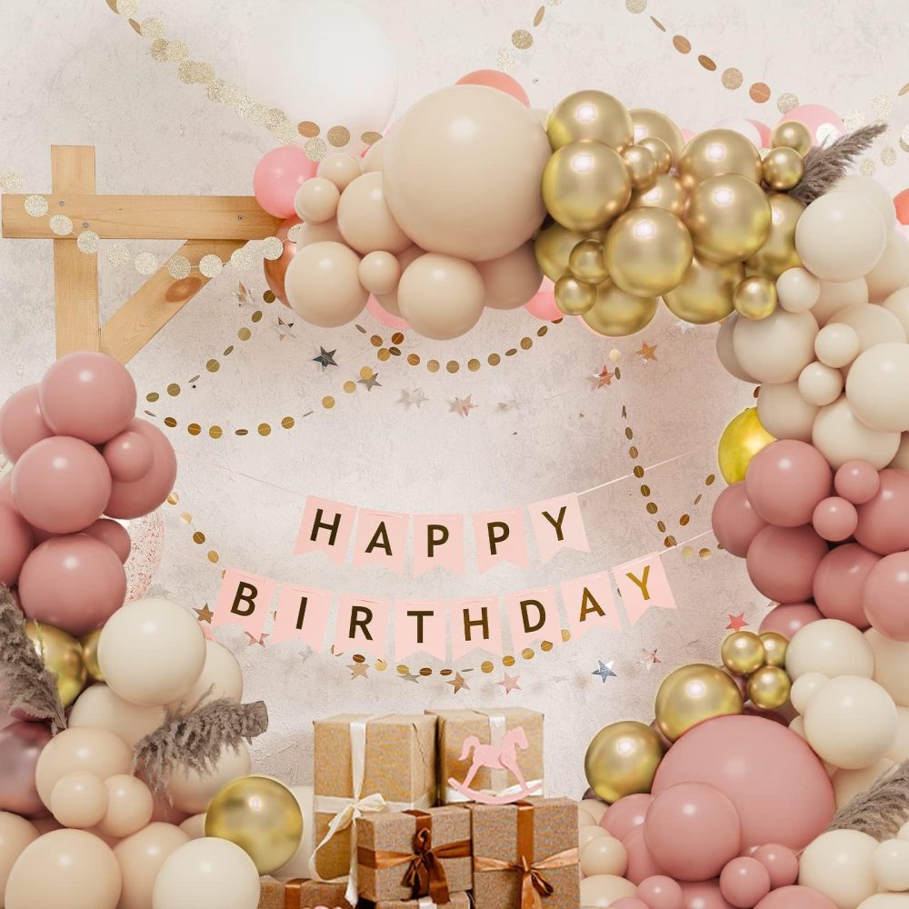 Pink Balloon Arch Kit, 138pcs Blush Pink White Gold Beige Balloon Garland, Dusty Pastel Pink Nude Gold Confetti Latex Balloons for Birthday Wedding Bridal Valentine Princess Party Decorations - Image 6