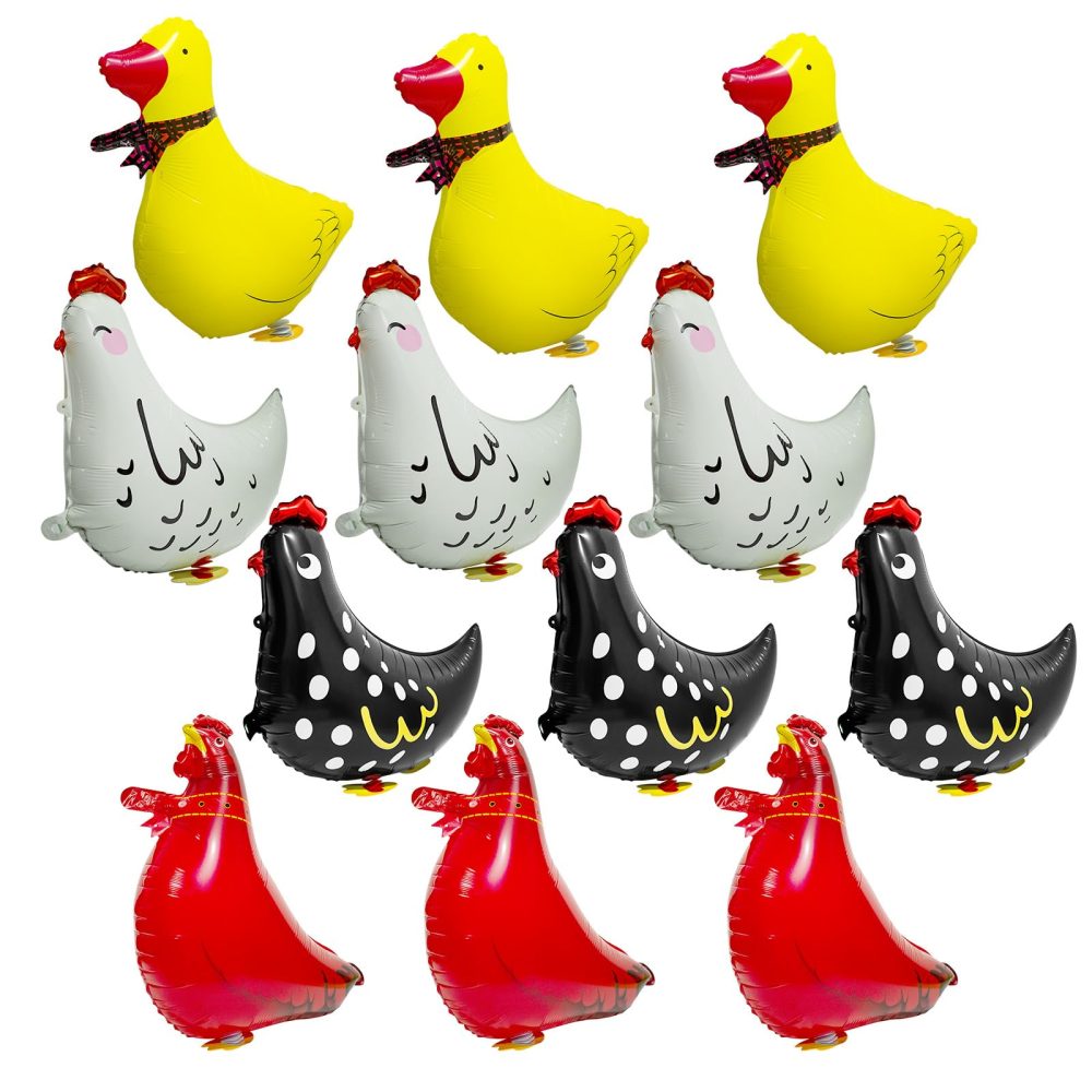 Walking Animal Balloons, Farm Party Decorations include Cute Chicken Duck Balloons for Birthday Party Supplies Pack of 12