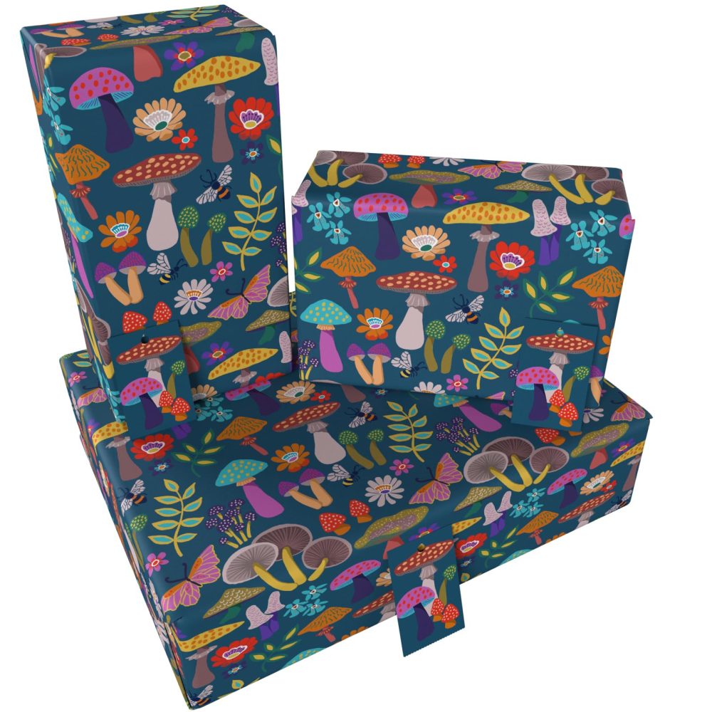Luxury ECO Gift Wrap - 6 sheets/tags - Purple Magical Mushrooms - Birthday - Recycled & Recyclable Wrapping Paper - Re-wrapped - Image 4