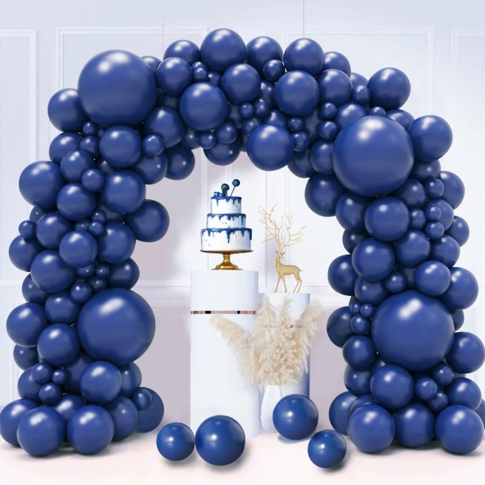 Navy Blue Balloons, 130PCS Blue Balloon Arch Kit, 18 12 10 5 Inch Dark Blue Latex Balloon Garland, Night Blue Party Balloons for Birthday Graduation Wedding Party Decorations