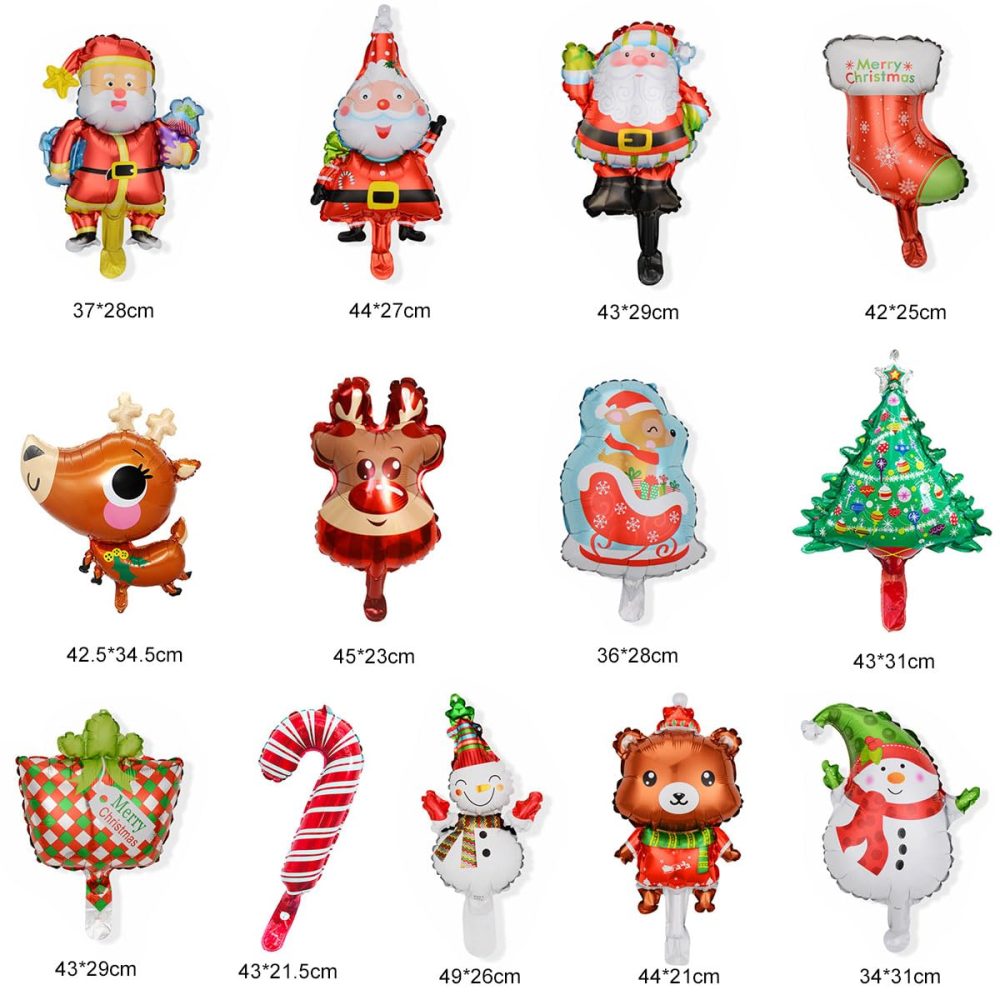 26 Pcs Christmas Foil Balloons Christmas Party Balloons Christmas Theme Balloons Decorations Santa Claus Christmas Snowman Tree Bell Candy Cane Gift Elk Reindeer Sock Gingerbread - Image 6